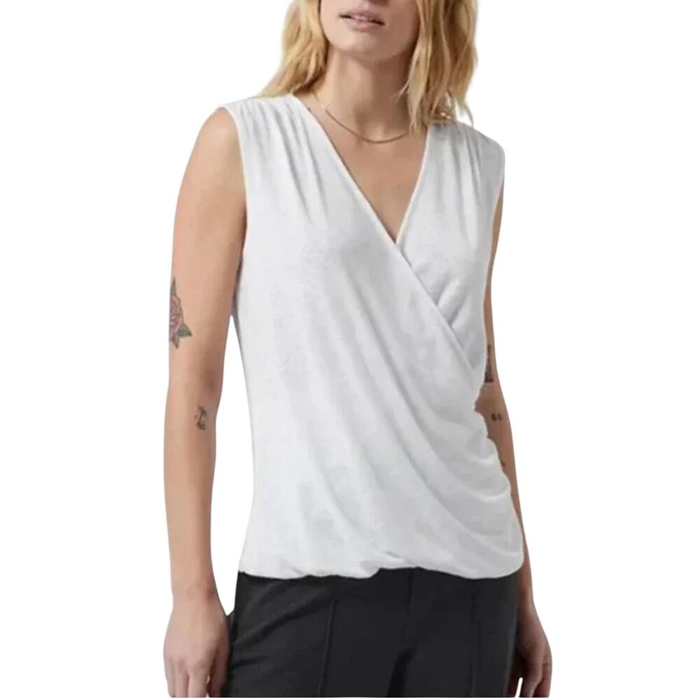 Athleta White Medium Breezy Wrap Crossover Tank Top